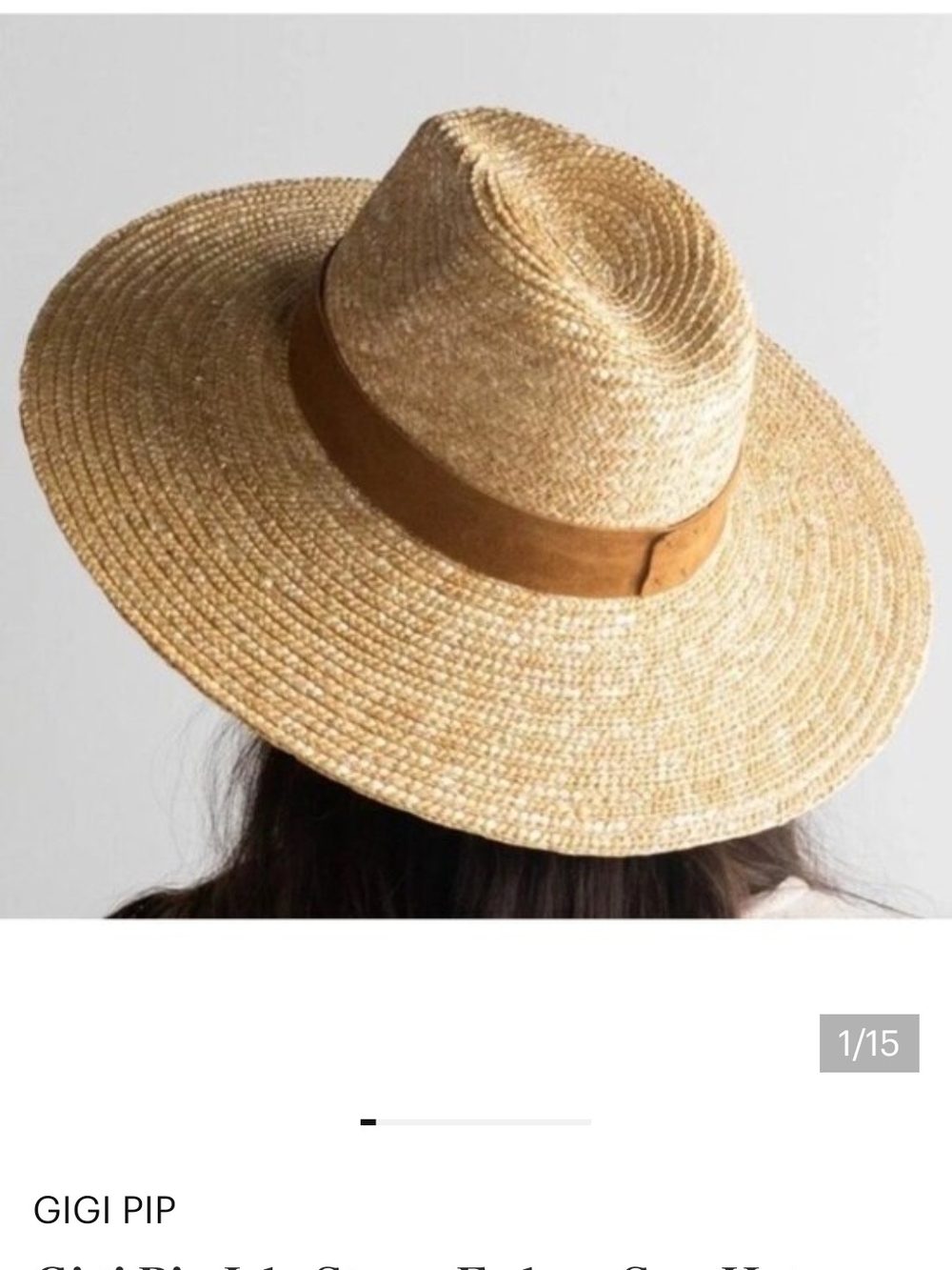 GIGI PIP Straw Wide-Brim Hat with Brown Suede Band